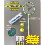 [MURAHH] YOUNG Armo Speed Racket + FREE YOUNG 1/2 Cover Racket/ 2 pcs Nylon Shuttlecock