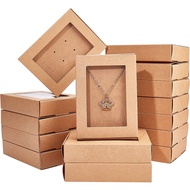 20sets Jewelry Display Kraft Paper Drawer Box with Clear Window, Jewelry Necklace Boxes Ring Earring Jewelry Gift Boxes in Bulk for Earing Pendants Rings Storage Display