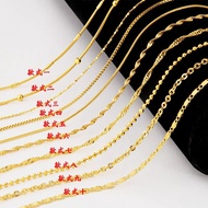 GM5 916 22K real gold ladies necklace water wave chain snake bone chain box chain O word chain ball 