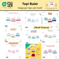 [TOMS] [3pcs SAVING BUNDLE] LIBBY (3pcs) Round Baby Hats, Latest Printed Motifs, Wholesale
