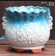 Ready stock ‼️ Ceramic Succulent Pot/set 手工粗陶圆盆大口多肉花盆老庄多肉群生盆紫砂陶罐陶瓷植物花卉盆