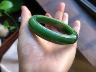 收藏級天然和田玉 碧玉手鐲 極品 色美 料子油潤 圈口58