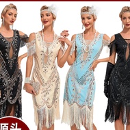 YXL Fringe Flapper Dresses for Women 1920s V Neck Sequin Party Dress Vintage Coctail 20s Short Tassel Evening Prom Dress