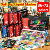 🌈GN.8101 36//48/60/72 Colors Straight Liquid Brush Tip Soft Head Acrylic Marker Pen Paint for digita