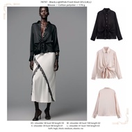 LHL97 - LightPink/BLACK Front Knot (XS,S,M,L) - Blouse