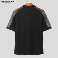 INCERUN Men's Pure Texture Collar Top POLO Shirts