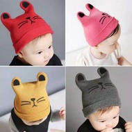KNITTED CAT BEANIE HAT FOR BABY