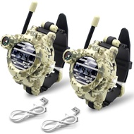 Walkie Talkies Watch Rechargeable, Spy Watch Army Toys for Kids, 7 in 1 Digital Watch Walkie Talkies
