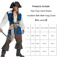 🎉Cosplay🎉 Adult Captain Pirate Costume Pirates Of The Caribbean Cosplay Costume Retro Jazz Uniform S