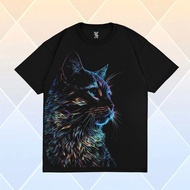 【Original】 Light Cat 3D Cat Motif Distro T-shirt Men Women's Tops 100% Cotton Combed Tshirt Premium 