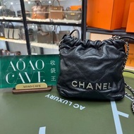 (荃灣實體店❣️) Chanel 黑銀 mini 22 bag 晶片款2023年 迷你垃圾袋 單肩腋下包 斜孭🖤