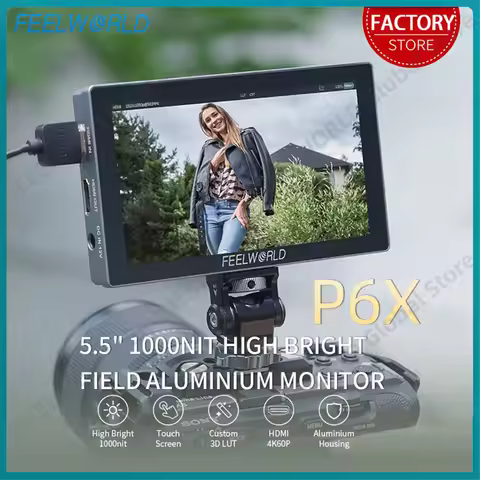 FEELWORLD P6X 5.5 inch 1000nit Aluminium Camera Field Monitor Touchscreen Portable Waveform LUT HDR 
