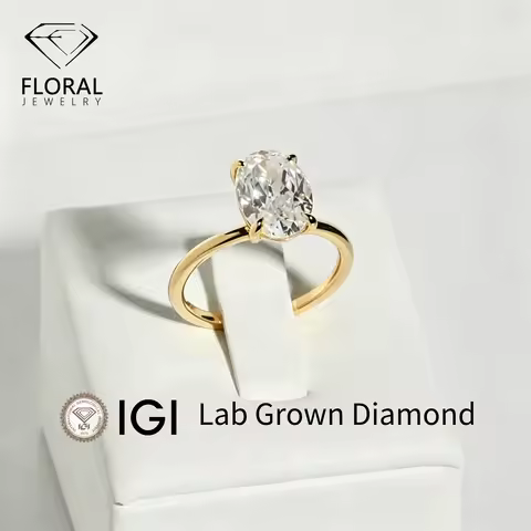 FLORAL 1CT 2CT Oval Cut IGI Lab Grown Diamond Engagement Ring DEF VVS Ring for Women in 925 Silver 1