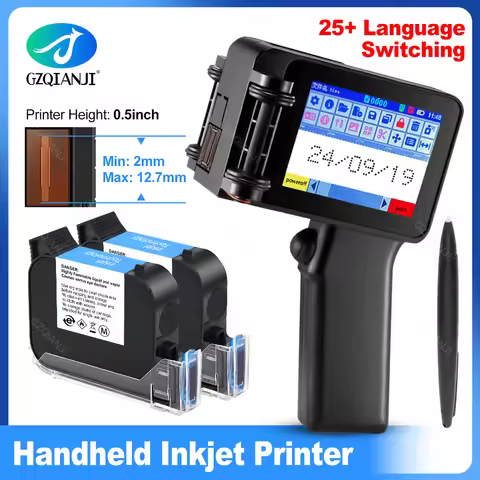 Handheld Inkjet Printer Gun Small Portable with HD LED 4.3inch Touch Screen With 0/1/2pcs Cartridge