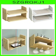 [szgrqkj1] Router Shelf Wall Mount, Shelf TV Accessories Double Layer Wall Shelf Storage for Living Room Cable Box