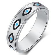 AmorArtSky Anxiety Ring for Women Men, Titanium Stainless Steel Evil Eye Ring Fidget Ring Spinner Ey
