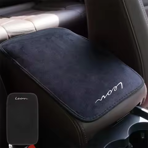 Suede Leather Armrest Mat Arm Rest Protection Cushion Auto Armrests Storage Box Cover Pad For SEAT l