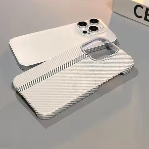 Slim Carbon Fiber Kevlar Track Texture Phone Case For iPhone 17 Air 16 15 14 13 12 Plus Pro Max Half