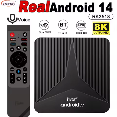 TV Box 2025 High Quality Real Android 14 Box Androidtv 4K 8K RK3518 Quad Core A53 Dual WiFi6 Bluetoo