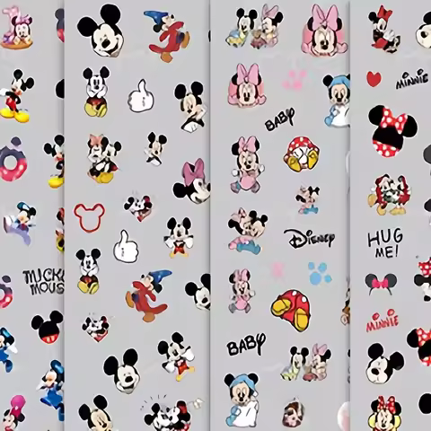 1PC Mickey Mouse Nail Stickers, Disney Mickey Minini Princess Stickers, Nail Sliders, Stitching Cart