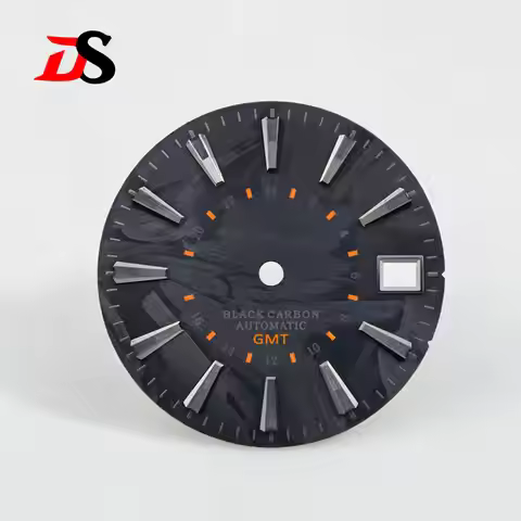 Watch Dial Carbon Fiber 28.5mm Orange Red Grey Printing GMT NH34 Movement Black Lume Matte Omega Hig