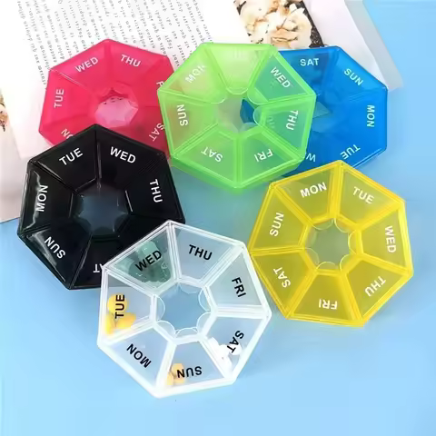 3/5pcs 7 Grids Pill Case Plastic 7 Days Candy Box Portable Storage Tablet Holder Travel Organizer Di