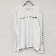 Calvin Klein Jeans長袖 T 卹/長袖襯衫，白色，M 碼，古著。