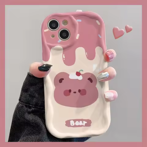 Cute Ice Cream Bear Wave TPU Phone Case For Xiaomi Redmi Note 12 11 10 9 8 Pro Plus 12S 11S 10S 9S R
