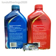 №◙┅SHELL ADVANCE LONG RIDE (10W-40) &amp; POWER (15W-50) FULLY SYNTHETIC 4T MOTORCYCLE OIL / ENGINE OIL / MINYAK HITAM