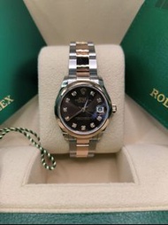 31mm 全新現貨 278241-0027 Datejust 31腕錶永恒玫瑰金及蠔式鋼款，搭配鑲鑽巧克力色錶面及蠔式（Oyster）錶帶