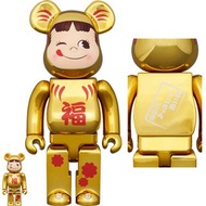 🔥少量現貨🔥《 MEDICOM TOY BE@RBRICK 不二家招財牛奶妹 招財貓 金色 達磨 福 100% + 400% SETS 》