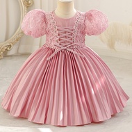 New style newborn dress for one year birthday baptism dress lace strap flower girl dress 0-4 years o
