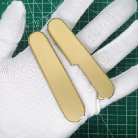 1 Pair Hand Made Brass Scales with Cut-Out for 84mm Victorinox Swiss Army Knife 84 SAK Handle Scale 