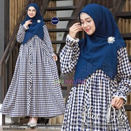 Gamis Katun Haruka Motif Kotak || Abia Dress By Ori Naura