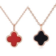 Silver Internet Celebrity Style Women's Collarbone Chain Direct Sale Four-Leaf Clover Necklace Black