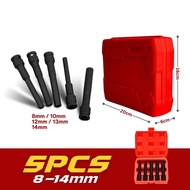 128mm Long Hex Impact Socket Set 1/2 inch 8-14mm / 8-19mm Tools Hard Case 360 Universal Joint Extend