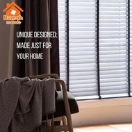 3 Panel Tirai Kayu Putih/Timber Blind 100% Basswood/Kayu Asli Dengan Pita Hitam Modern Ala Venetian 