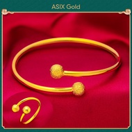 ASIX GOLD Emas 916 Original Lelong Gelang + Cincin Boleh Laras Gelang Tangan Perempuan Viral Murah R