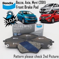 Bendix Metal King, Front brake pad, Brek Pad Depan, Perodua Myvi (2011-2018), Axia, Bezza, Myvi Lagi Best, Icon