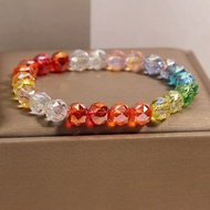 Women's Colorful Crystal Bracelet - Iridescent Faceted Beads - Light Luxury Niche Girlish Versatile 