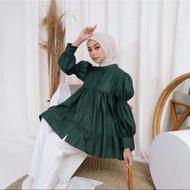 MAHESWARA BLOUSE - Top Balloon SleeveWanita Pleated Sleeve Top Trendy Balloon Sleeve Blouse Bishop O