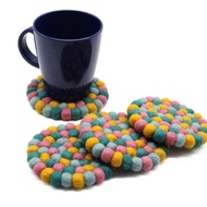 手工羊毛氈杯墊組 多色耐熱桌面保護墊