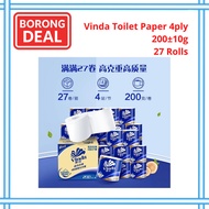 Vinda Toilet Roll Vinda Toilet Paper Sealed Packaging 厕纸 4Ply 1Box(27 Rolls) TLG