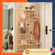 🔥Ready Stock🔥AmazingHome Wooden Pegboard Hole Board Home Decoration Wall Display Shelf Rack Storage 