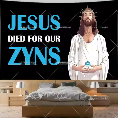 Jesus Died For Our Zyns Flag Meme Tapestry The Pope Four Loko DJ Tapestrys Aesthetic Room Decoration