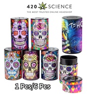 6 Pcs/Box Random Pattern Plastic Airtight Herb Storage Container Stash Herb Sealed Can Vacuum Herb S
