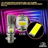 lampu depan motor led cob h6 12 watt putih super terang mio beat supra - cob chip