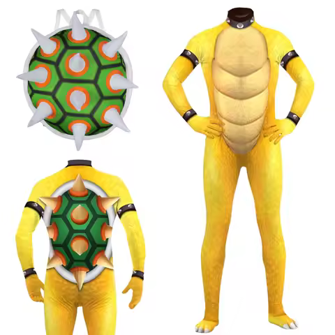 Fantasia Bowser Koopa Cosplay Jumpsuit Turtle Shell Backpack Anime Game Bros Disfraz Costume Men Boy