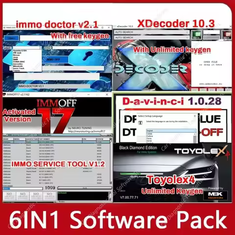 IMMO DOCTOR V2.1+XDecoder 10.3+Davinci 1.0.28+IMMOFF17+IMMO Service Tool V1.2+Toyolex4 Unlimited Key