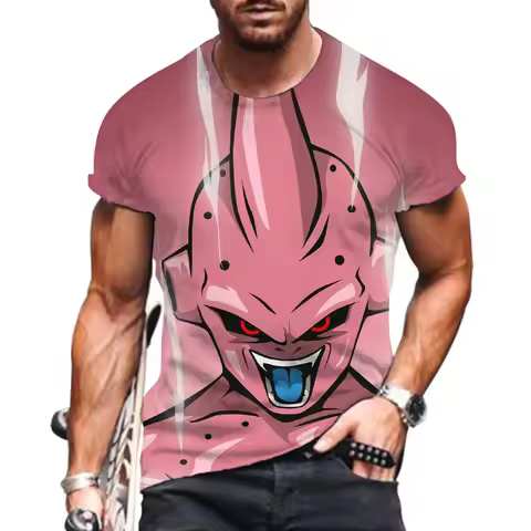 2024 Majin Buu T Shirt for Men Dragon Ball Z Short Sleeve Clothes Men's T-shirt 110-6XL Goku Oversiz